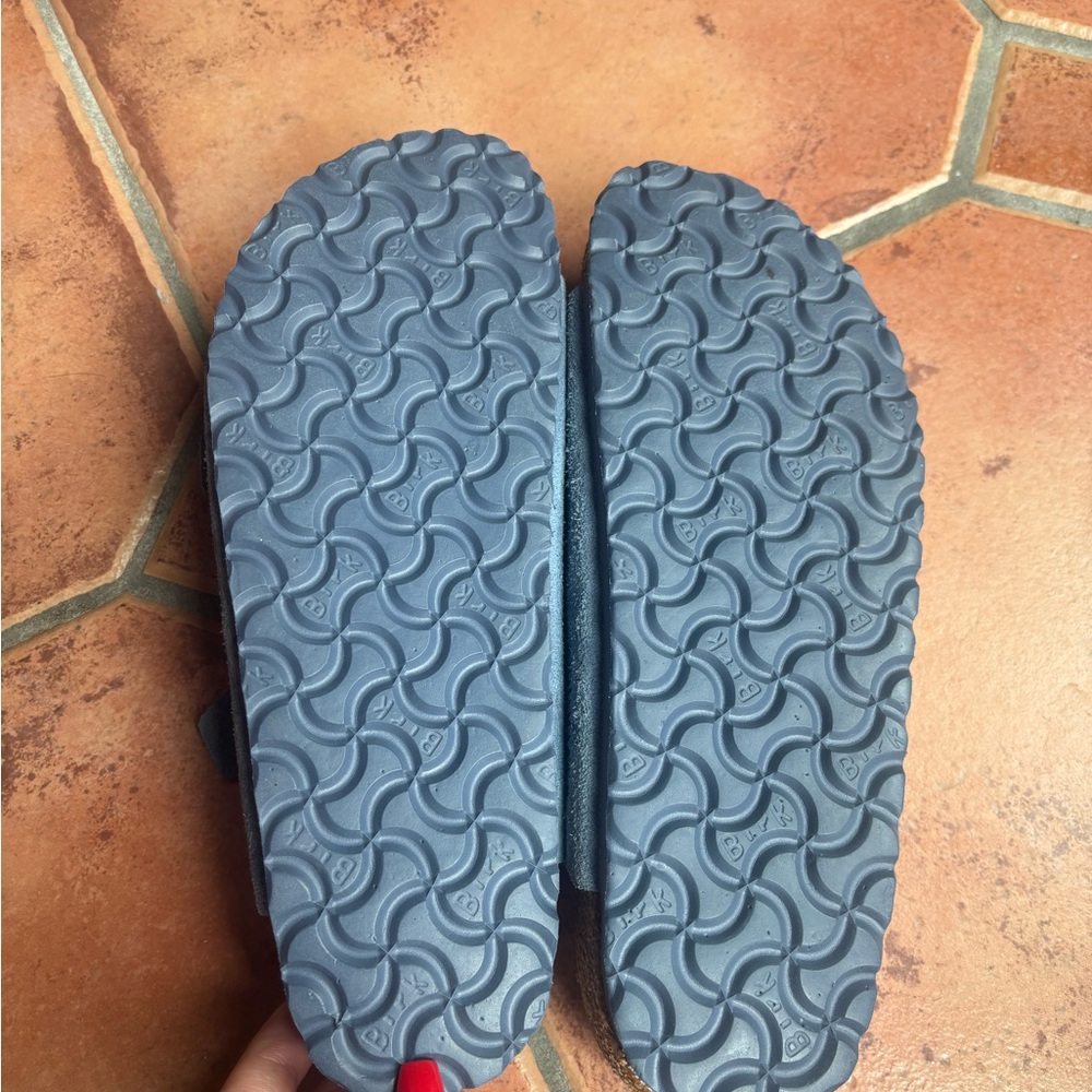 Birkenstock Blue Suede Slide Sandals - Picture 6 of 6